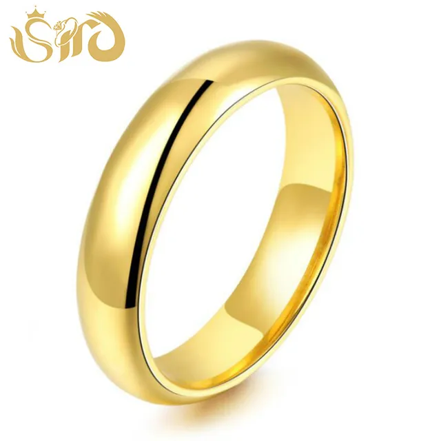 Simple 4MM Round Smooth Titanium Steel Rings Women Men Fashion Finger Ring Drop Shipping Gold & Silver & Black Color Ring