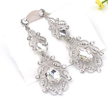 Pendientes largos HOCOLE de moda con forma de gota de cristal, pendientes Vintage de Color plateado con flores para boda para mujer