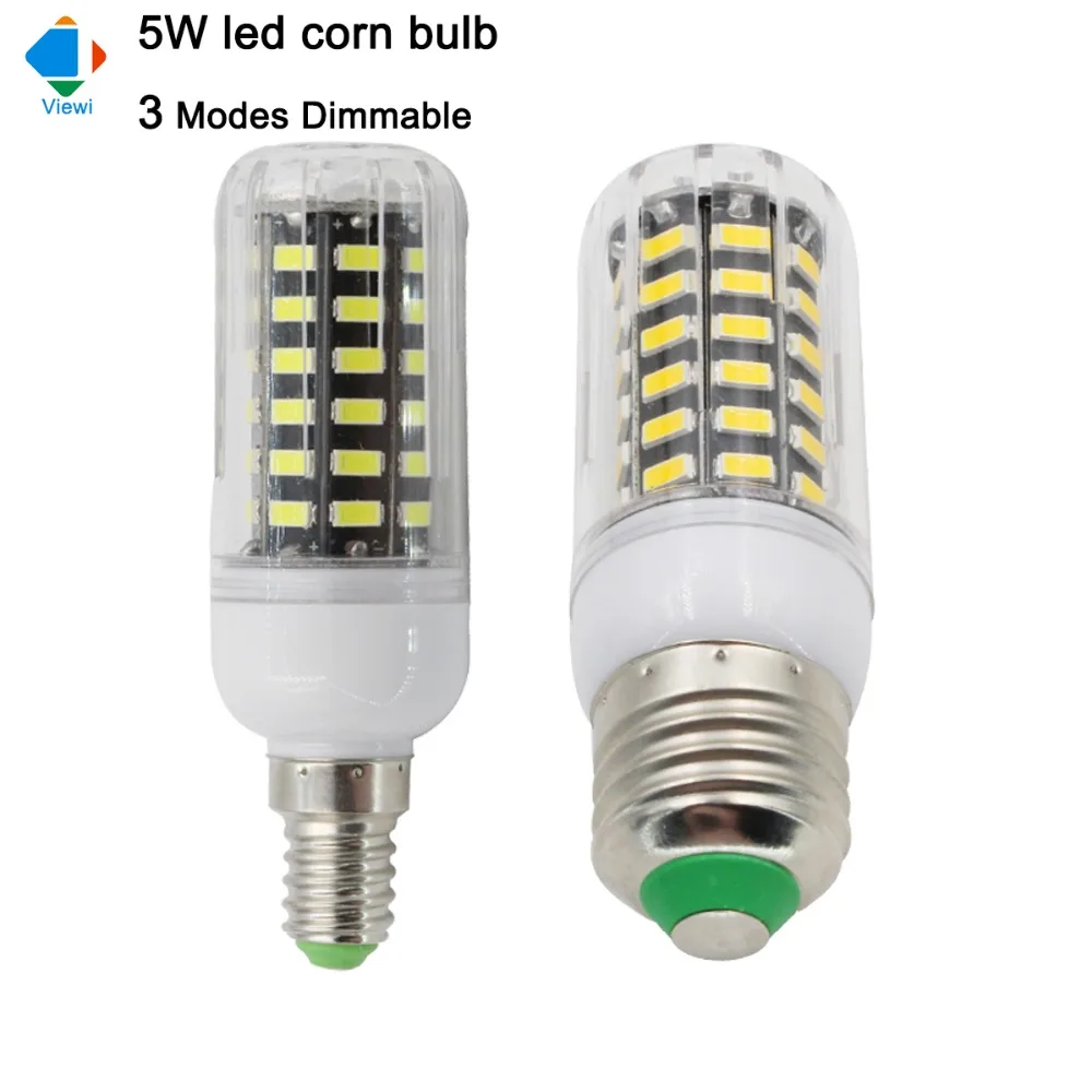 Диммируемая лампочка E27 E14 Светодиодная лампа 3 режима диммер 5 Вт 110 В 220 SMD 5733 56
