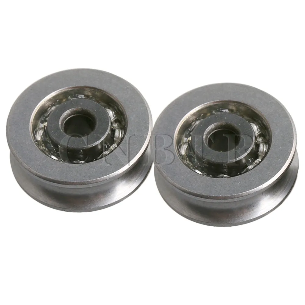 

CNBTR 19.5x6.7mm Silver 440C Stainless Steel Ball Bearing U Type 4mm ID Pulley for Wire Wheel Wire Groove Tracks Pack of 2