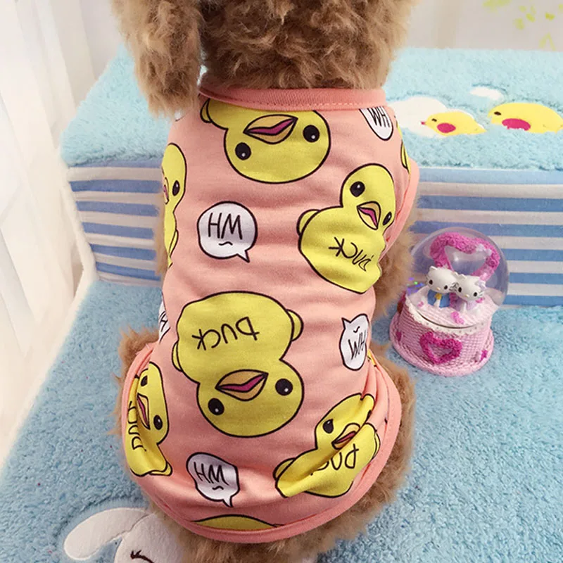 

Spring Autumn100% Cotton Duck Cute Dog Clothes Puppy Pets Vest Printing T-shirt Coat Pets Cat Jumpsuit DCK419
