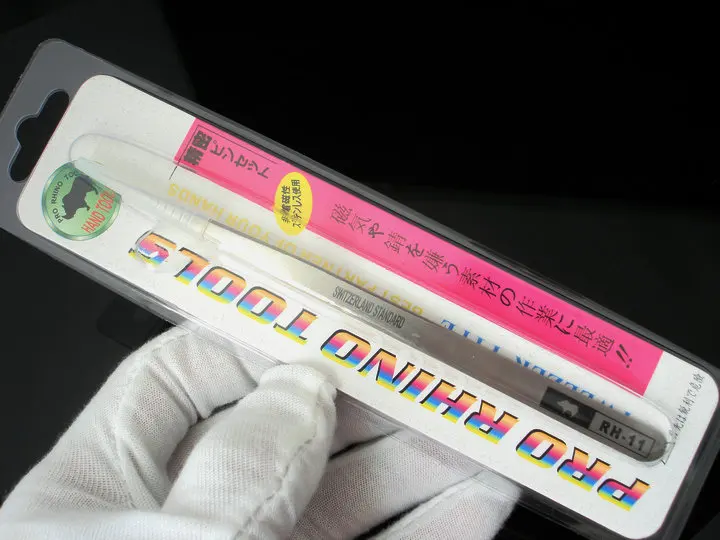 Japanese RHINO RH-11 Tweezers Anti-acid High-precision Super Hard Sharp For Repairing Watch or Mobile Holding Small Items