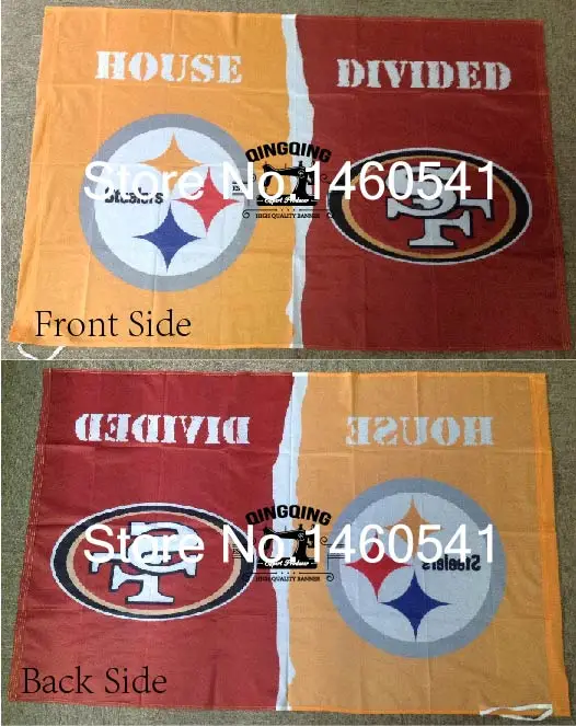 pittsburgh steelers san francisco 49ers house divided flag 3ft x 5ft