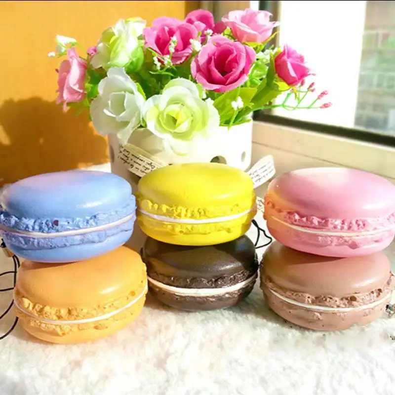 1PC Kawaii Soft Dessert Macaron Squishy Pretend Kitchen Toys Artificial Macaroons