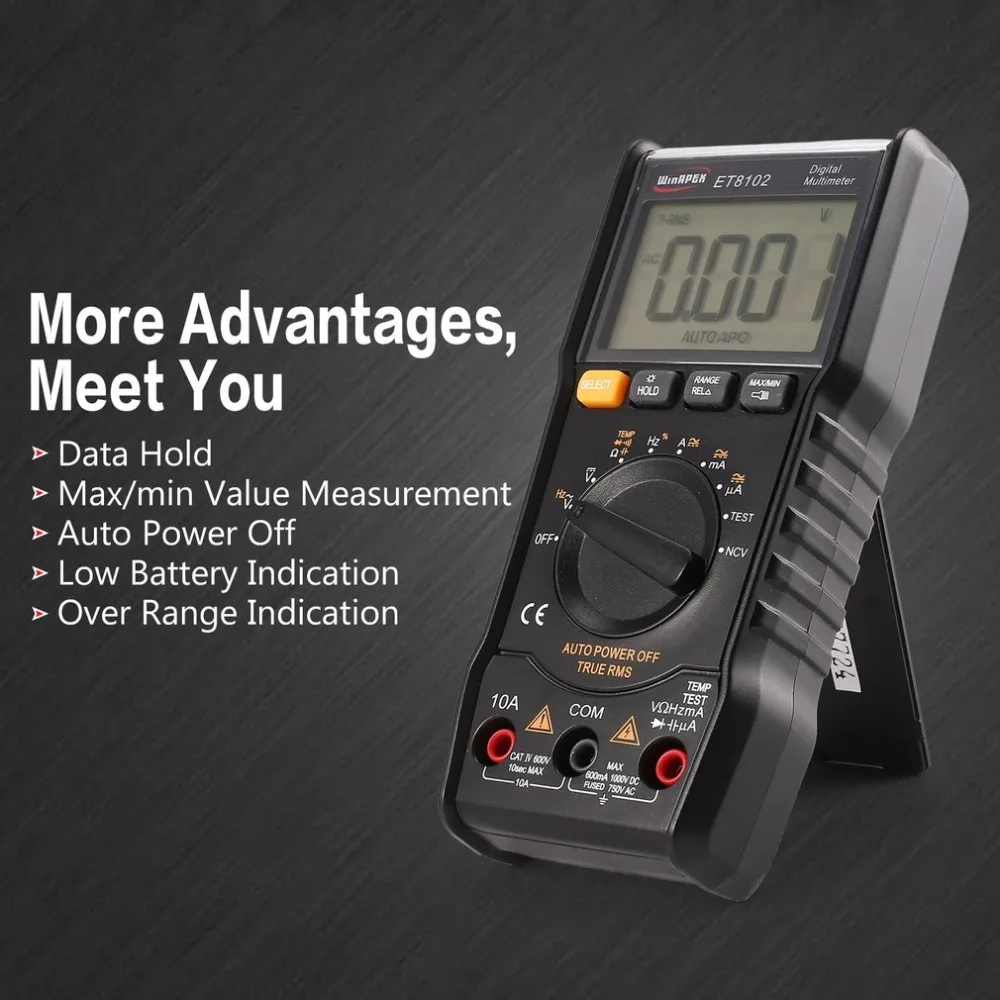 

ET8101/ET8102 Digital Multimeter 5999 Counts True RMS AC/DC Volt Amp Ohm Capacitance Frequency NCV Diode Continuity Tester