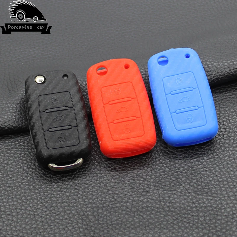 

Carbon fiber Silicone Car Key Case Cover for Volkswagen Golf 4 5 6 Bora POLO Passat B5 B6 Skoda Superb Octavia Fabia SEAT Ibiza
