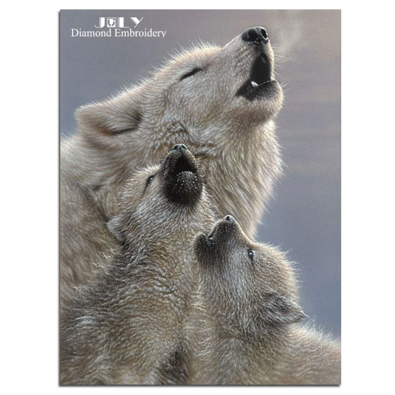 Diamonds mosaic picture animals wolves embroidery with