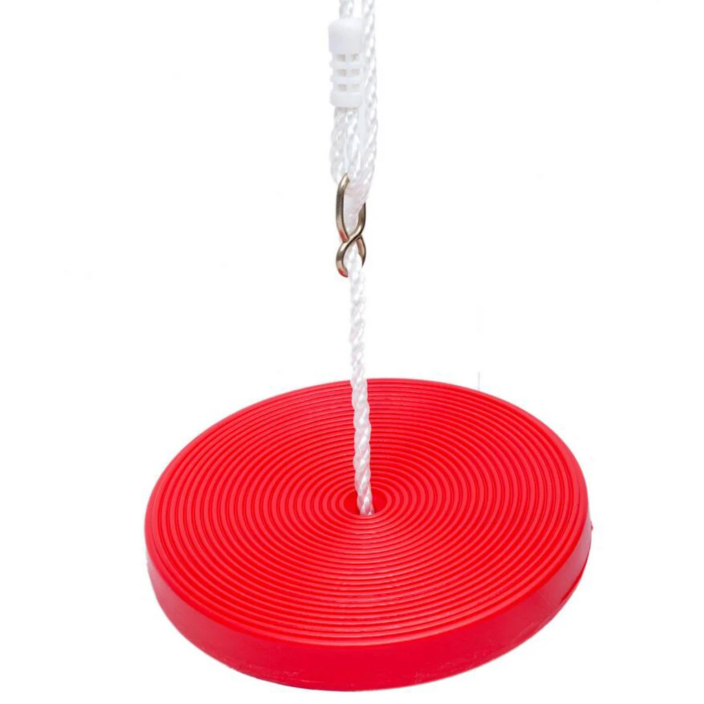 Kids Outdoor Tree Hanging Disc Rope Swing + Climbing Ladder for Garden Park Playground Playing - Red