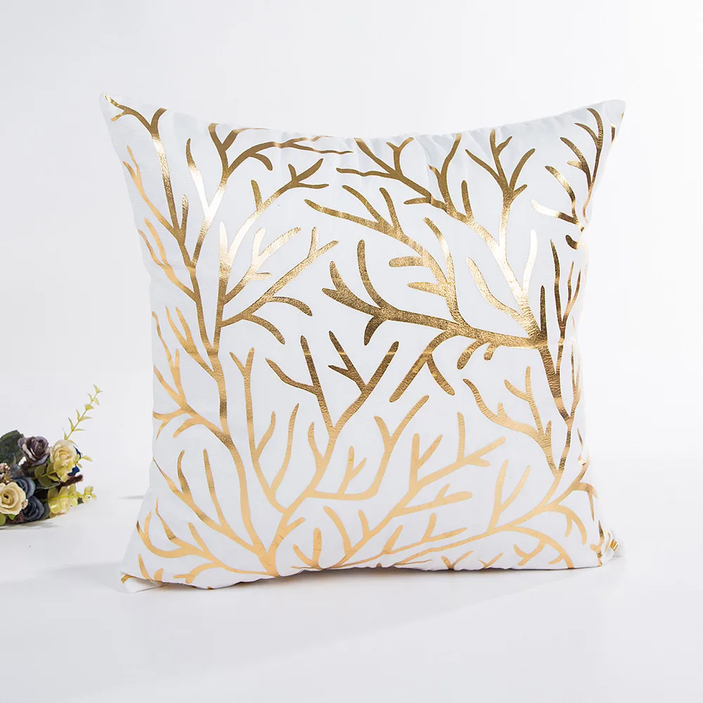 

Fashion Creative Gold Foil Printing Case Sofa Waist Throw Cushion Home Decoration Removable And Washable