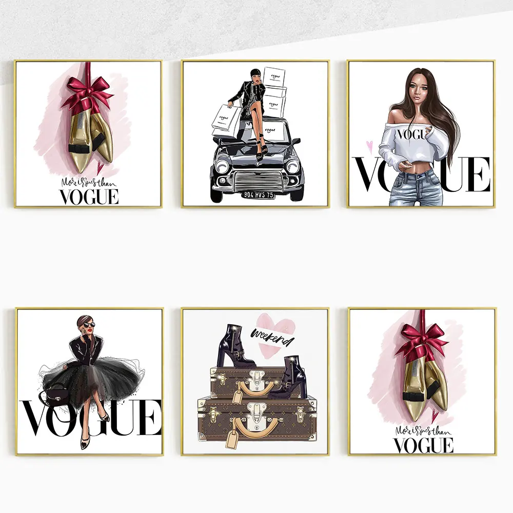 LECHAO Quadro Vogue плакат модная девушка Картина на холсте живопись домашний декор