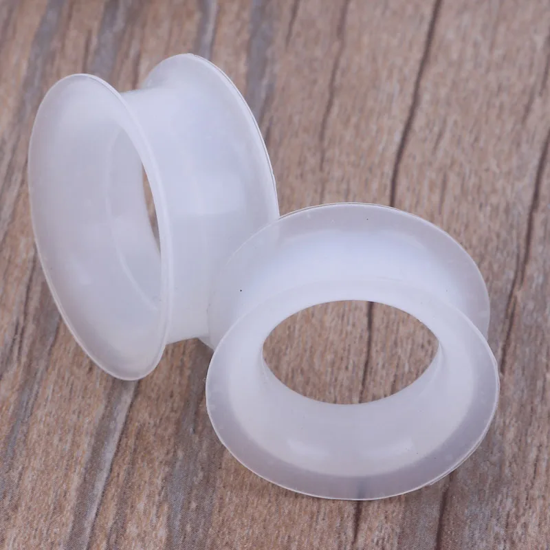 White Soft Silicone Plug Tunnel Body Jewelry 96pcs/lot Mix 12 Sizes Ear Gauges Double Flare Ear Expander Piercing