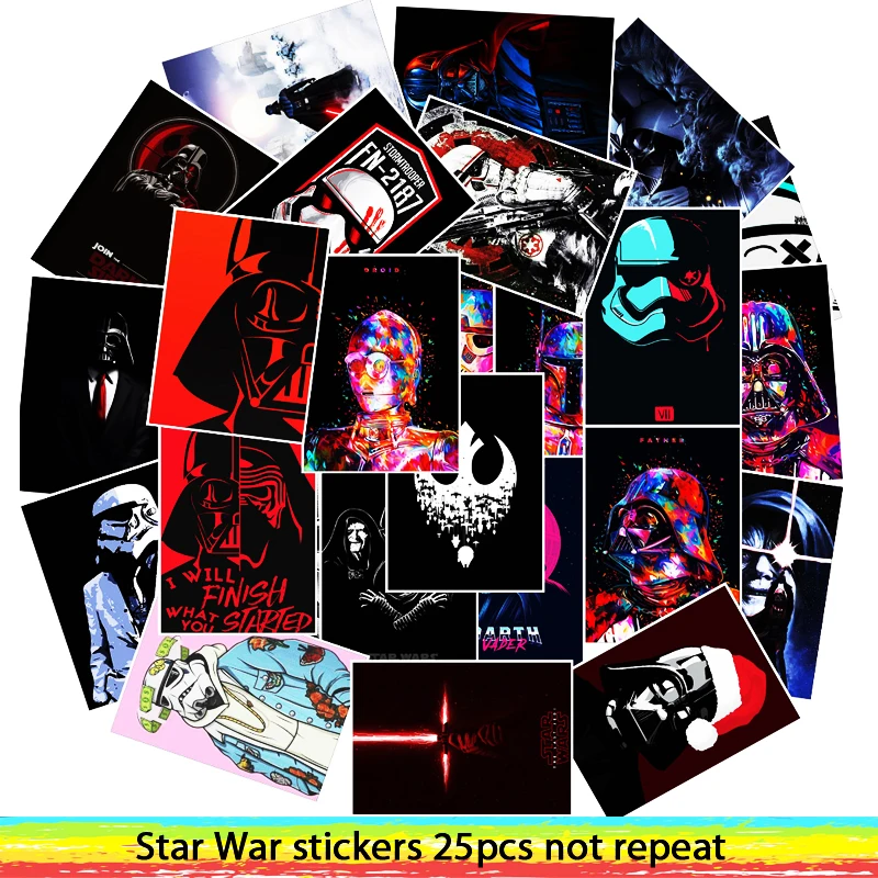 

25Pcs/Lot Waterproof Movie Star War PVC Stickers For Laptop Motorcycle Skateboard Luggage Decal Toy Sticker
