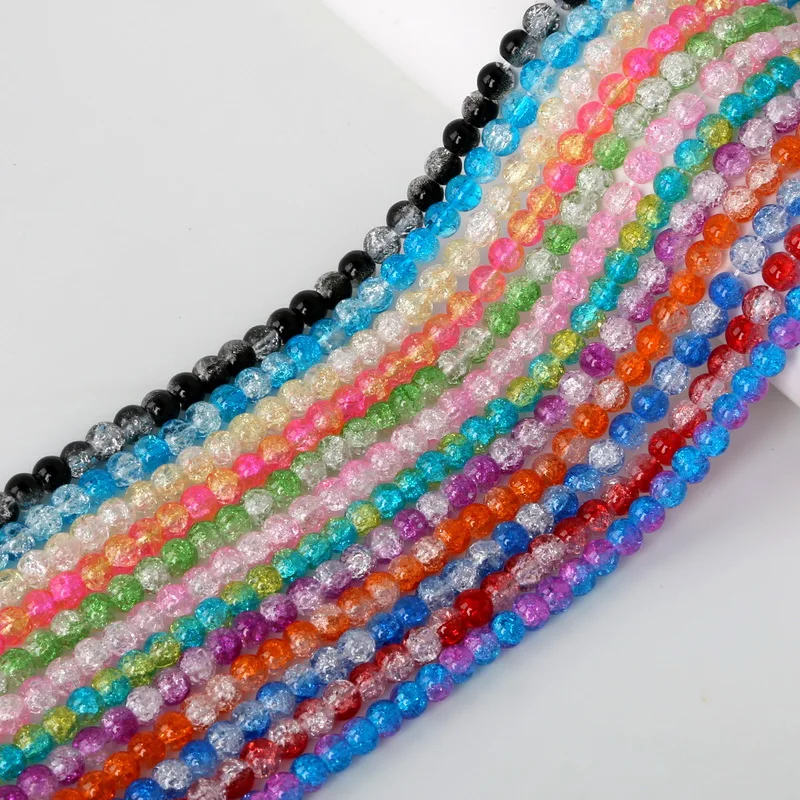 Exquisite Double Color Effect Glass Bead Multicolor Natural Cracked