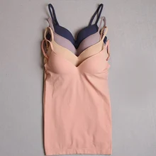 Женская однотонная майка с круглым вырезом, нижнее белье, регулируемый ремешок, встроенная чашка, мягкая беспроводная Тонкая кофточка, Camis, домашняя обувь, размер M L