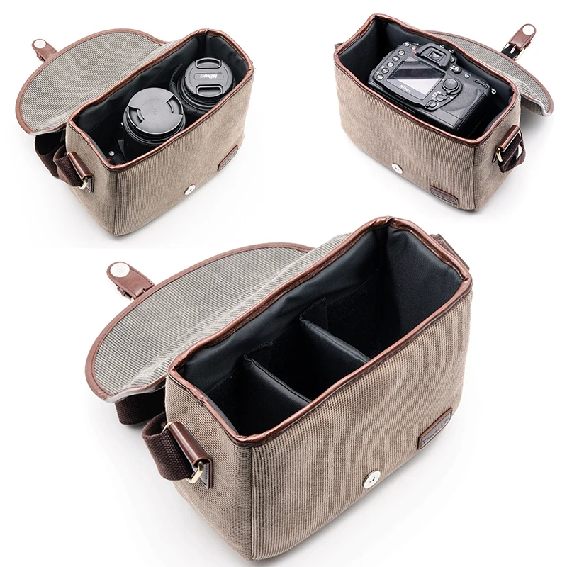 

Retro Waterproof Camera Bag for Sony a7 iii Canon DSLR Photography Package Photo Bag Canvas Micro Single Messenger Shoulder Case