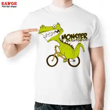 EATGE Monster Dinosaur Ride Bicycle Life Fashion Cool T shirt Funny Novelty Design T Shirt
