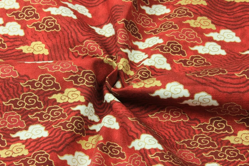 Половина ярда импорт хлопок льняная ткань японский мягкий бриз Позолоченные облака печати, ручной работы DIY Лоскутная сумка ткань A701