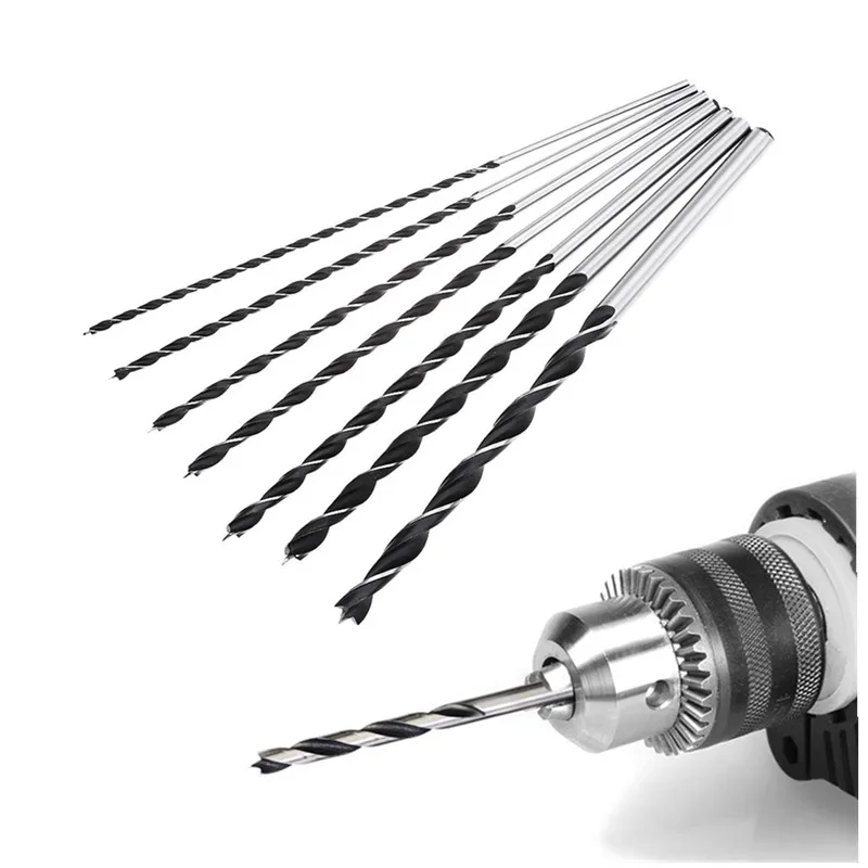 7pcs 12" High Carbon Steel Carpentry Wood Straight Shank Brad Point Drill Bits Set Tools Wood