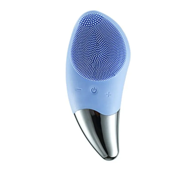 Заряжаемая электрическая Очищающая щетка для лица Силиконовый очиститель для лица Глубокая чистка пор водонепроницаемый массаж звуковая вибрация 40#625 - Цвет: Blue