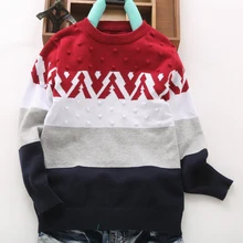 Dapchild/брендовые свитера и пуловеры для мальчиков; Детский Рождественский свитер; зимнее хлопковое пальто в полоску; школьная форма; трикотаж