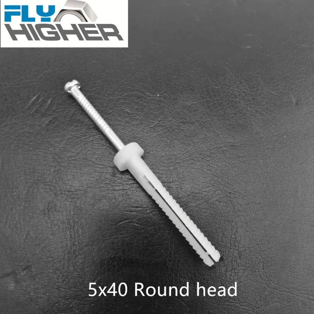 

5x40 Nylon Nail in Round Head Anchors 100pcs/pack