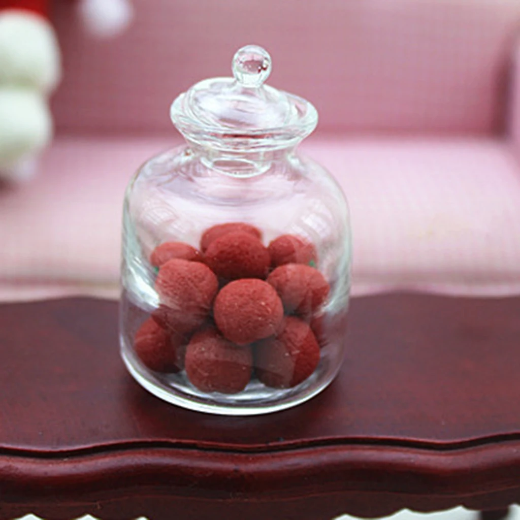 1/12 Dollhouse Miniature Clear Glass Bottles Pots Bulk Storage Jar Glass Candy Bottles Kitchen Supplies Accessories