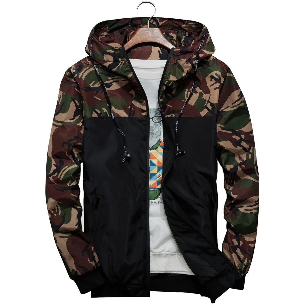 

2019 Spring Autumn Mens Casual Camouflage Hoodie Jacket Men Waterproof Men's Windbreaker Coat Male Outwear Dropshipping