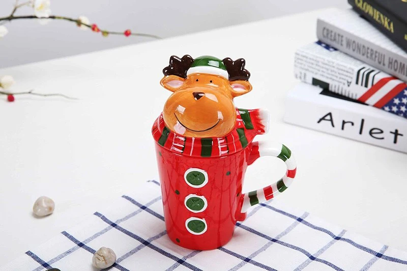 HOMIE, НОВАЯ РОЖДЕСТВЕНСКАЯ чашка, керамическая кофейная кружка, 3D Санта Клаус, креативная мультяшная молочная чашка для завтрака, Рождественский подарок с крышкой