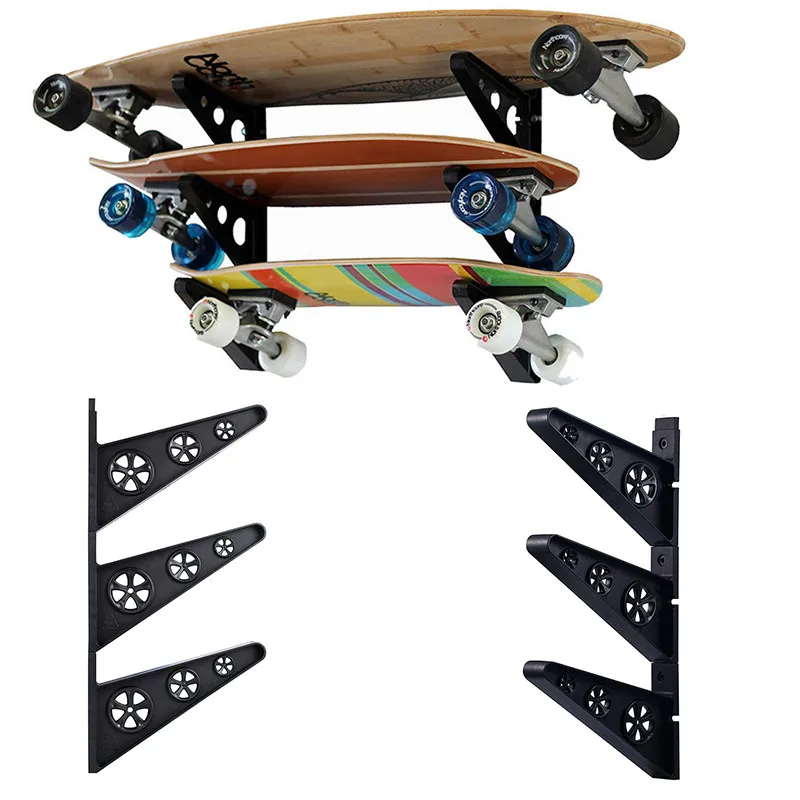 3Pairs Skateboard Wall Rack Hanger Skateboard Organisation Rack Holder