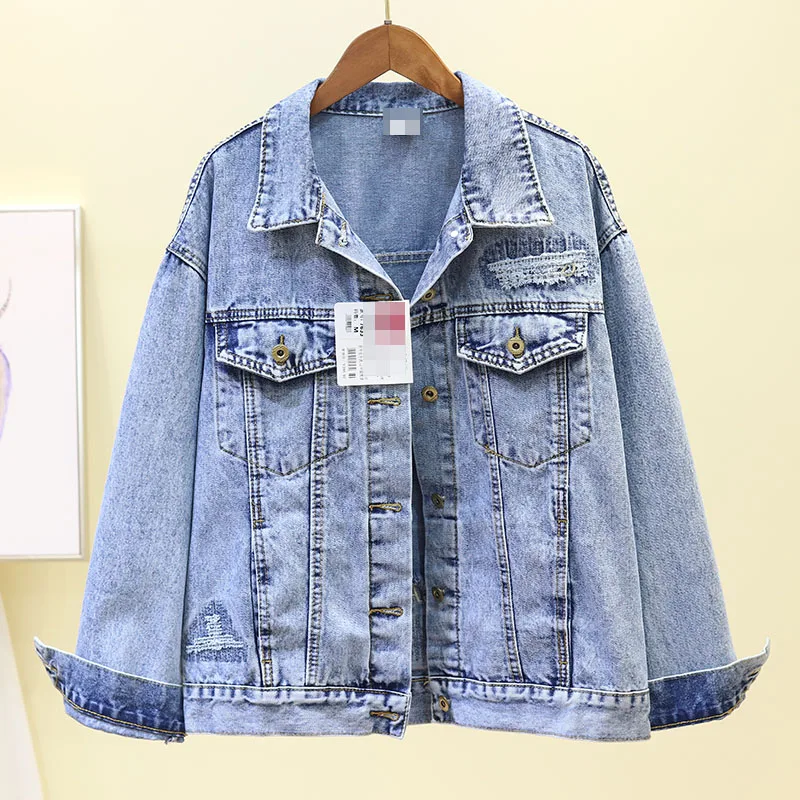 

Spring Autumn 2019 New Korean Loose Leisure Light Denim Short Coat Female BF Student Handsome Jacket Top Girls Students Jackets