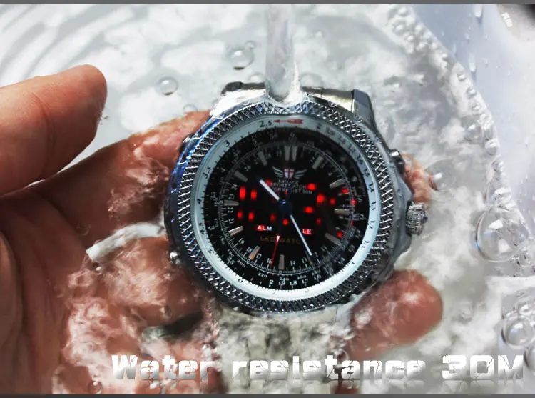 Epozz русский стиль мужские часы водонепроницаемость светодиодный дисплей casual quatz