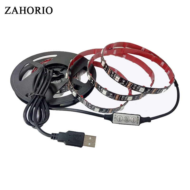 #cheap USB LED Strip Light 5050 RGB 1M 2M IP65 Waterproof TV Background Lighting 50CM 3M 5M LED Strip 5050 With Mini 3key RGB Control