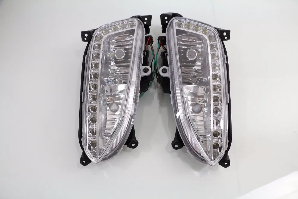 

Qirun led drl daytime running light with dimmer for Hyundai Santafe IX45 2013-2015 with wireless control