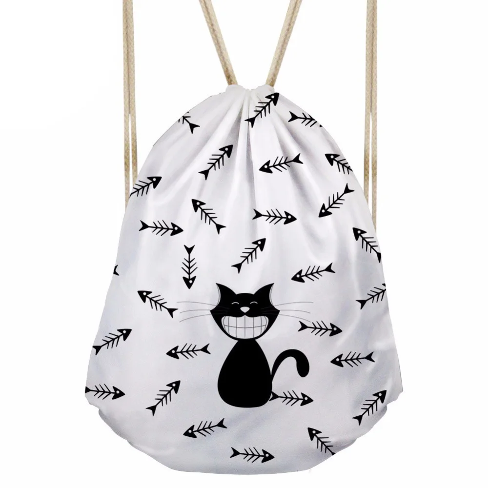 Women's Drawstring Bag Children Cartoon Cat Printing