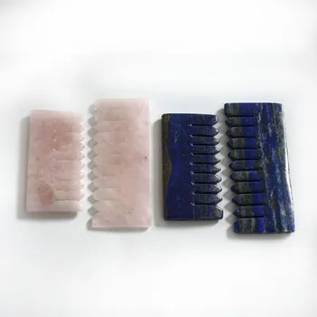 

Free Shipping Customized Natural Rose Quartz And Lapis Lazuli Crystal Hair Comb LXM
