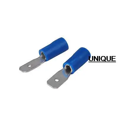 

100pcs/lot 16-14 AWG Blue Vinyl Quick Connector Terminals male ELECTRICAL MDD2-187 RoHS crimp spade blade tips
