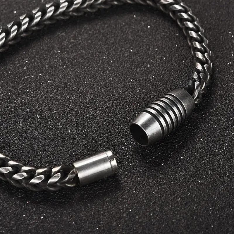 Jiayiqi Ретро пшеничный браслет из нержавеющей стали для мужчин, персональные магнитные застежки, цепочка, браслет, модные ювелирные изделия, 22 см