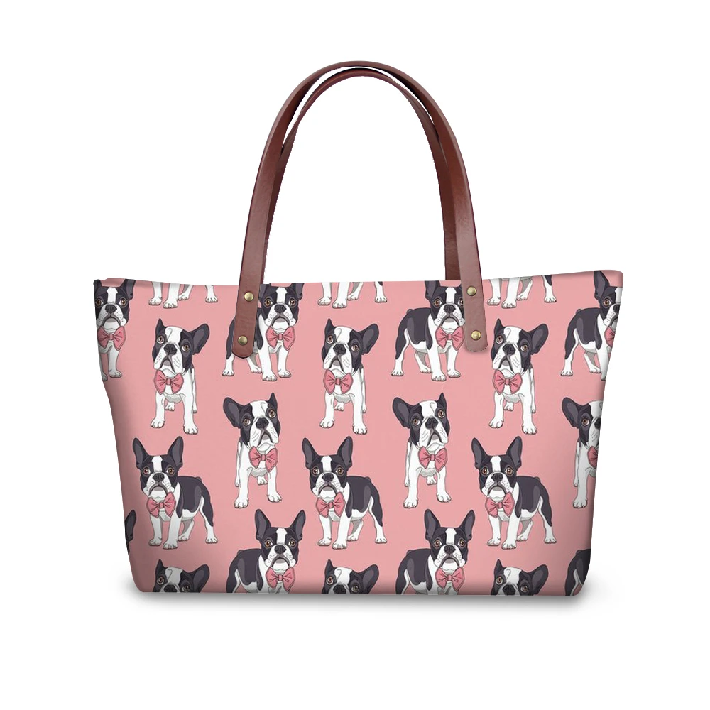 

Noisydesigns Women Handbags Lady Top-handle Bags Boston Terrier Pattern Shoulder Bag Women 2018 Female Hand Bags Bolsa Feminine
