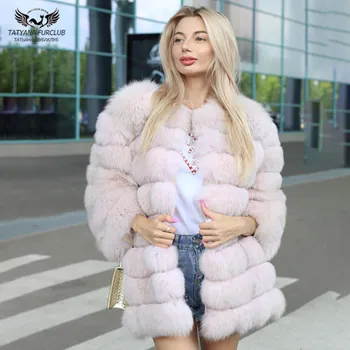 

Tatyana Furclub New Real Fur Coat Winter Women Fur Jacket Natural Fox Fur Coats Long Plus Size Full Pelt Outwear Thick Warm Tops