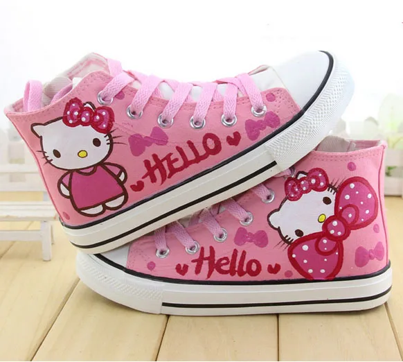 cartoon hello  kitty  cat kids shoes  hand painted sneakers 