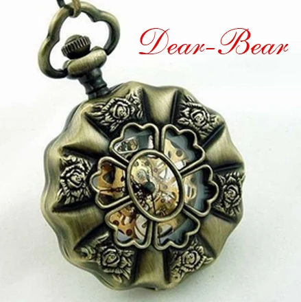 

(8029) Vintage Antique Victorian Flower Roman Numbers Mechanical Pocket Watch Fob Watch, 6 pcs/lot