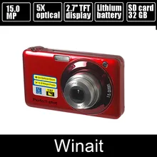 New V600 15Mp Max 5X Optical Zoom 4X Digital Zoom Digital Camera 2.7″ Screen 720P HD Video 9MP CMOS Sensor 800Mah Li-Battery