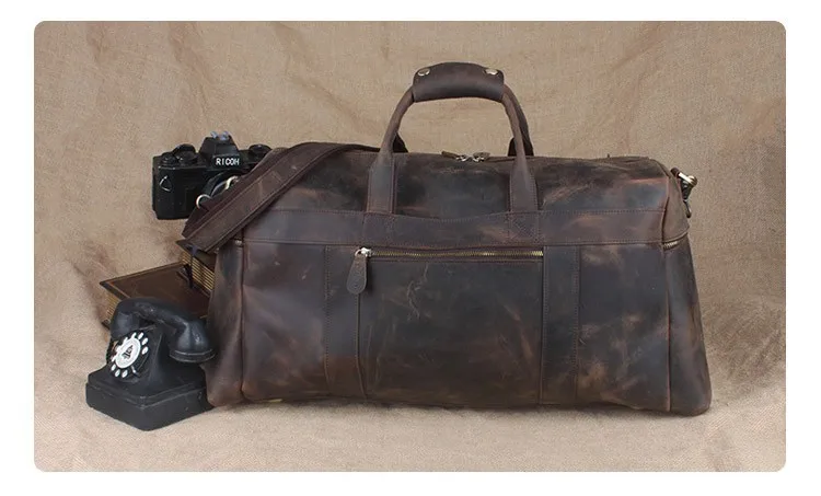 Мужская дорожная сумка TIDING 10984 из натуральной кожи, вместительная, с ремнем на плечо