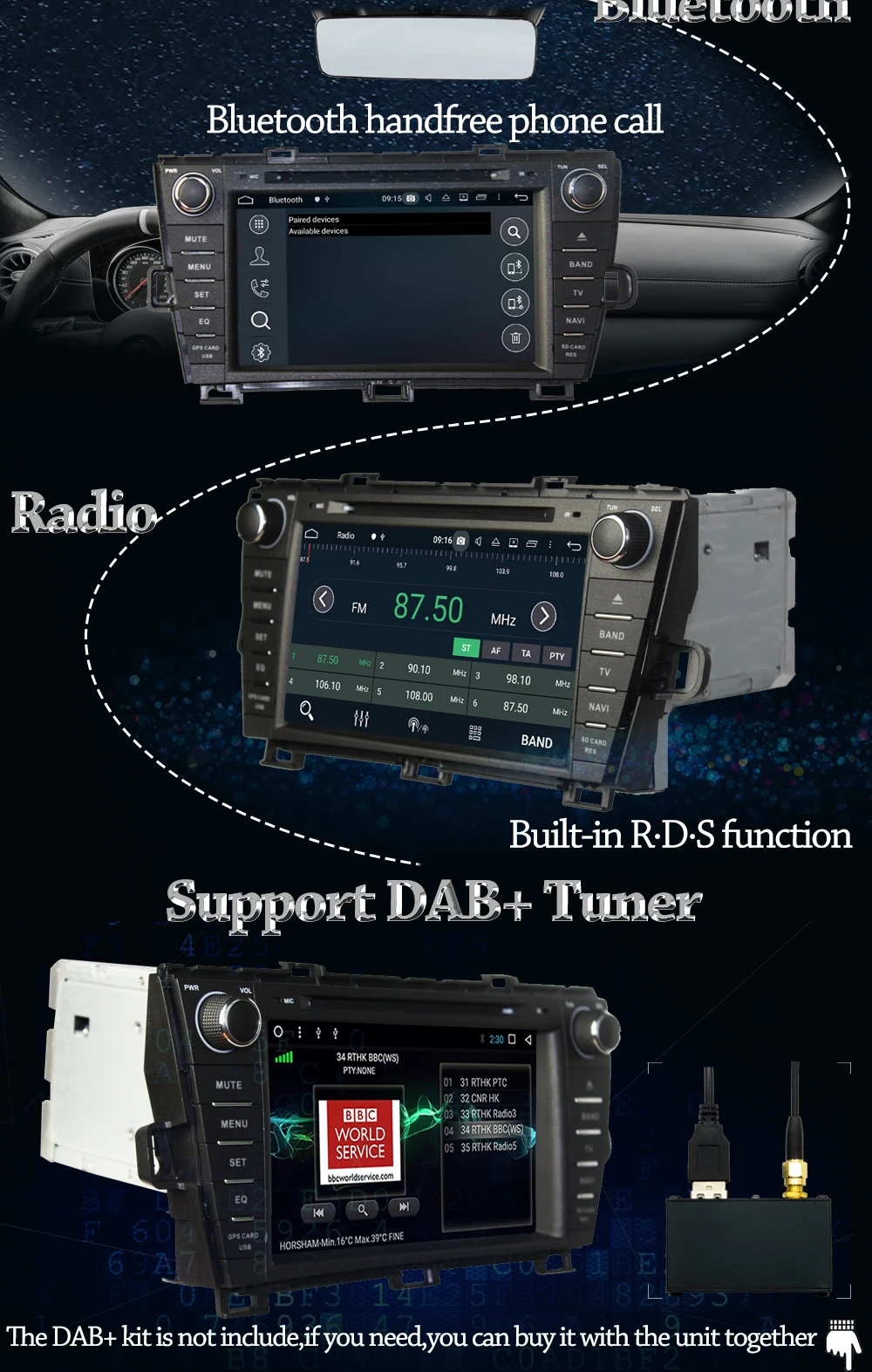 Best 8" Owtosin Car Radio Multimedia Video Player Navigation GPS Android 9.0 For Toyota Prius 2009 2010 2011 2012-2015 Car 4GB RAM 4