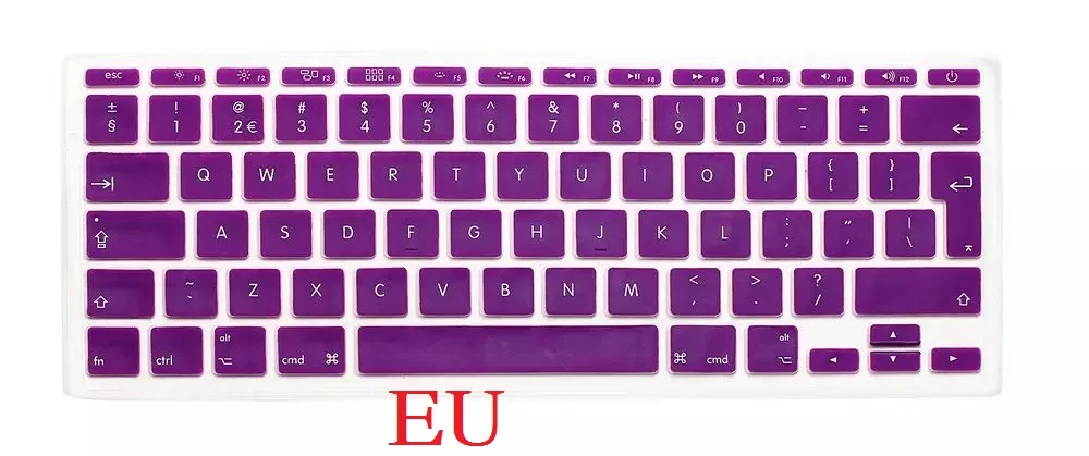 По стандартам ЕС/США силиконовый чехол для ноутбука Macbook Air 11 крышка клавиатуры A1465 английские буквы Водонепроницаемый для Macbook Air 11 чехол для клавиатуры - Цвет: EU Purple