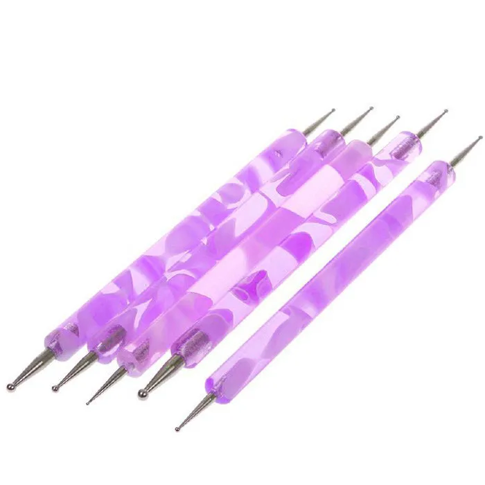 2pcs/set Wholesales Fashion 2 Way Marbleizing Nail Dotting Pen Manicure
