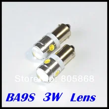 10 шт./лот автомобилей светодиодные внутренних дел Лампочки чтения BA9S LED T10 3 Вт объектив с высокой Мощность 4LED автомобиль свет источник света