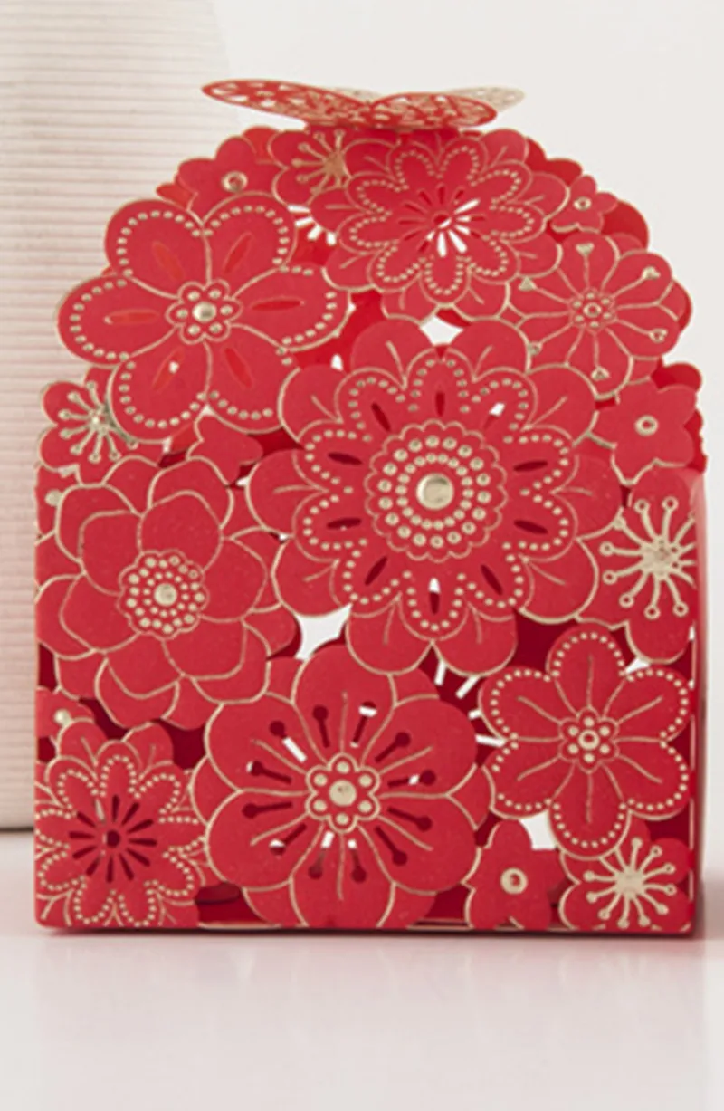 10 шт. бумажная коробка для конфет полая бабочка Европейский Стиль Подарочные коробки, свадебные сувениры Милая индивидуальная оберточная бумага для шоколада - Цвет: red