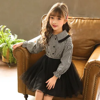 

New 2019 Spring Baby Christmas Dress Baby Girl Princess Dress Kids Dresses for Girls Children Plaid Dress Patchwork,#3721