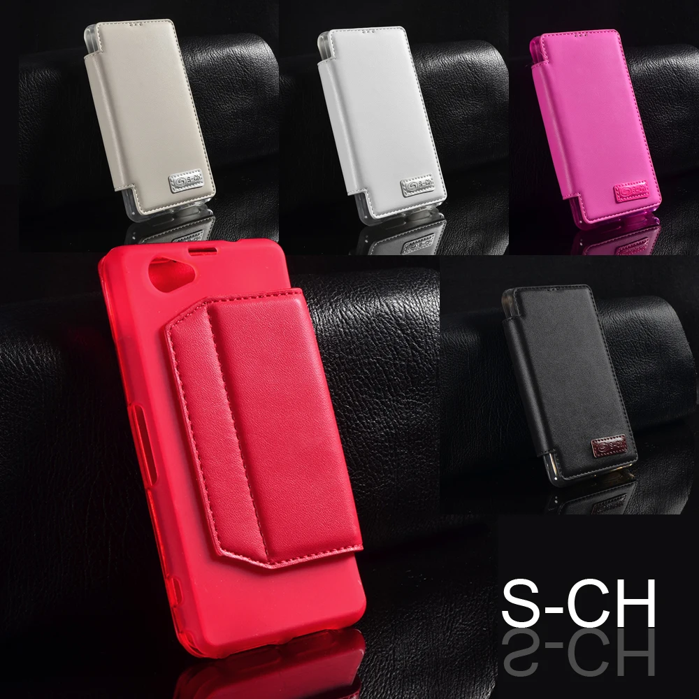 

S-CH For Sony Xperia Z1 Compact Z1mini Z1F D5503 Case Stand PU Leather Feature Elegant Design with Card Slots Free shipping